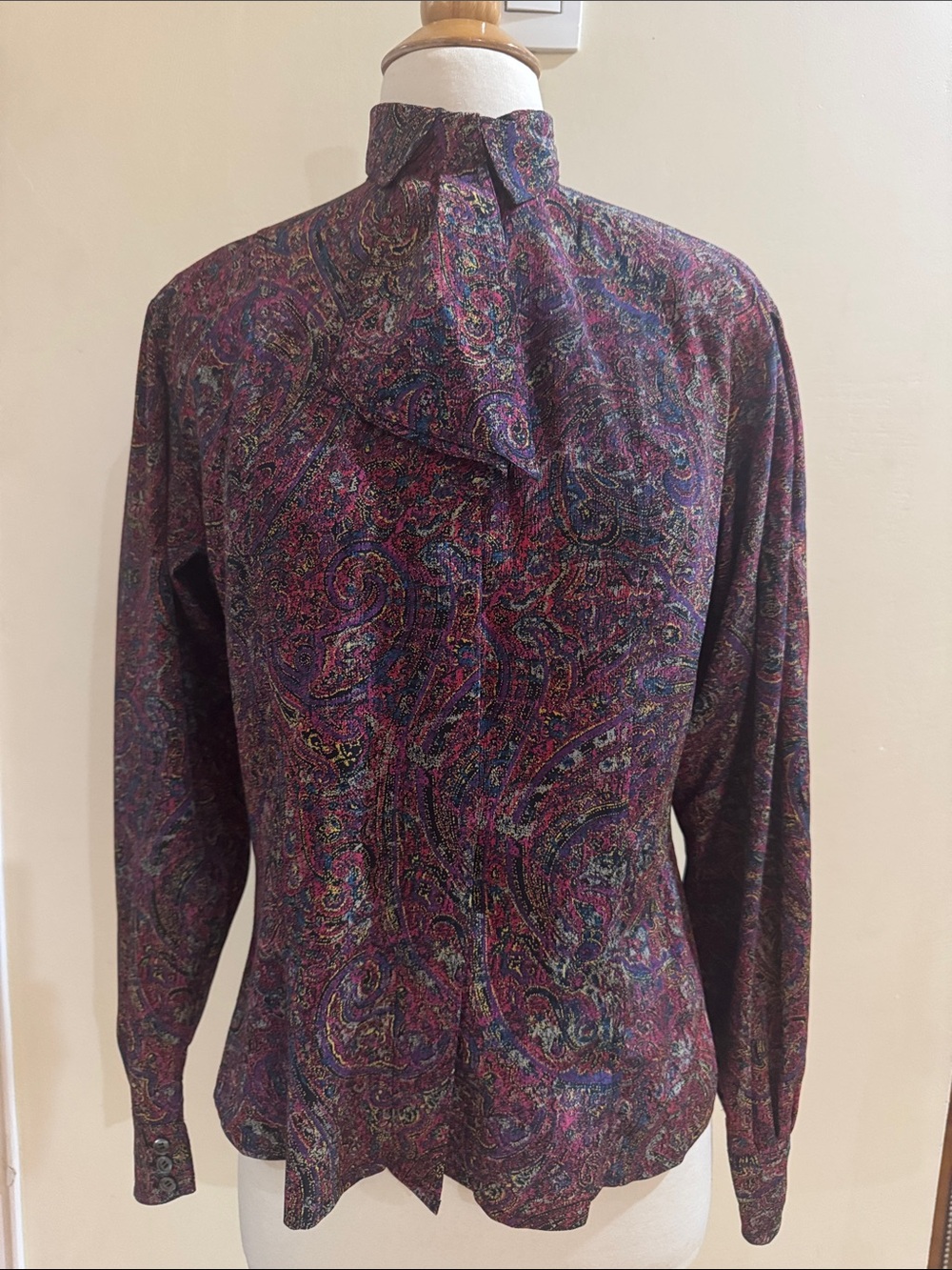 Evan Picone Purple Paisley Long-Sleeve Blouse